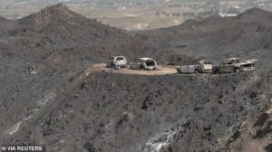 Wildfire Brits’ doomed escape convoy: Haunting image shows how fleeing victims of Spanish inferno were left stranded, with one attempting to turn back before inferno swept over them