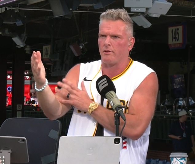 Tense moment Pat McAfee hits back at ‘tacky’ Taylor Swift and Travis Kelce wedding diss live on ESPN as he speaks on guest list drama