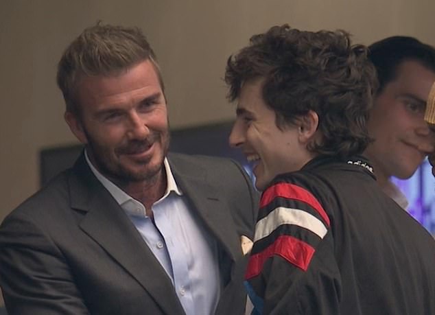 Timothee Chalamet seen chatting with David Beckham at France-Spain World Cup game in Texas