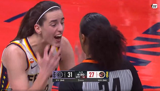 Caitlin Clark LOSES it with WNBA referee over controversial no-call in Indiana Fever game