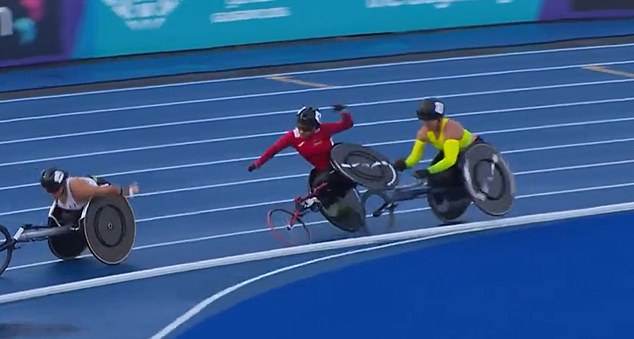 Chaos at the Commonwealth Games as HUGE crash in wheelchair race forces organisers to order a re-run as England star is left ‘traumatised’ at thought of losing medal