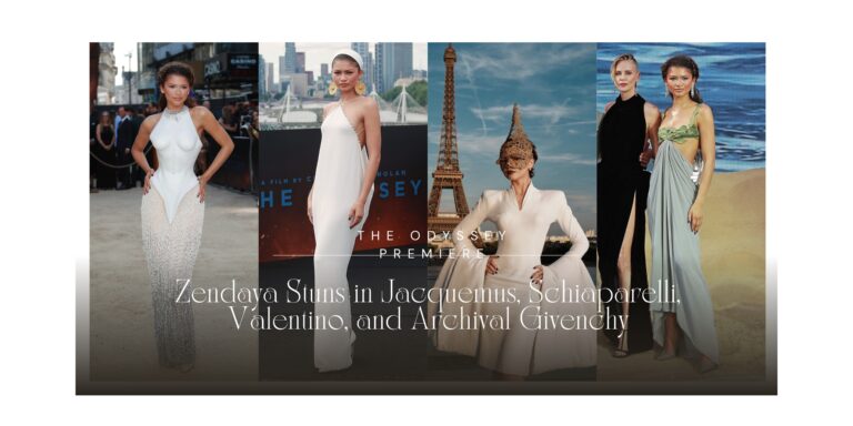 Zendaya Stuns in Jacquemus, Schiaparelli, Valentino, and Archival Givenchy for “The Odyssey” Press Tour