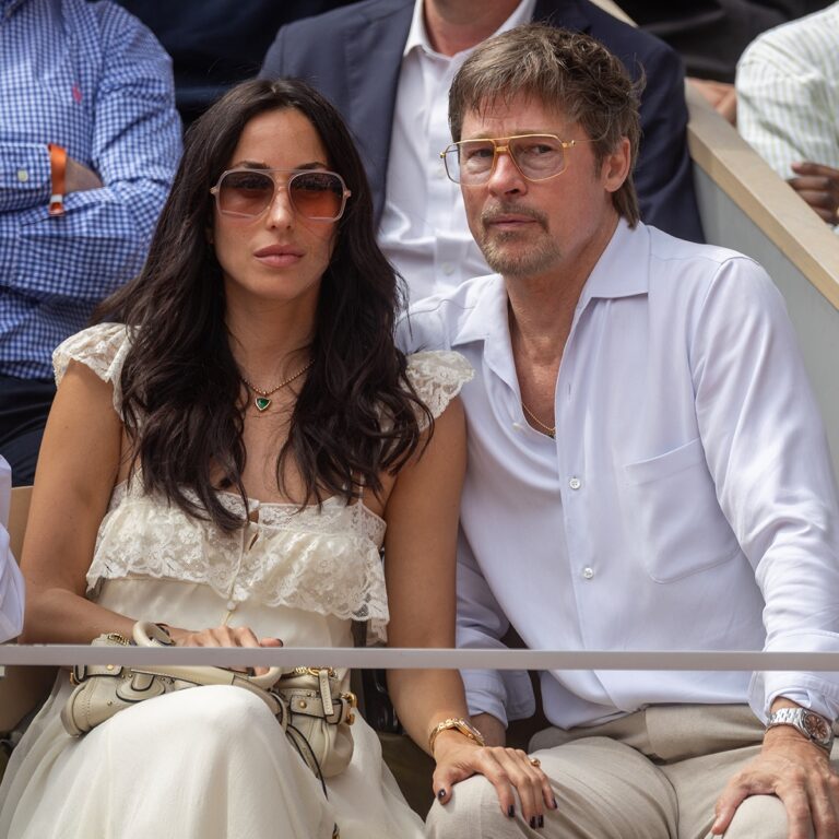 Brad Pitt, Girlfriend Ines de Ramon Attend Spain Match