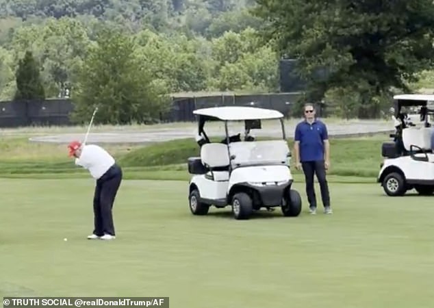 Donald Trump gloats about ‘TALENT’ on the golf course after winning another title at his New Jersey club