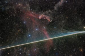 APOD: 2026 August 3 – Vaporizing Meteor Photobombs the Lacerta Nebula