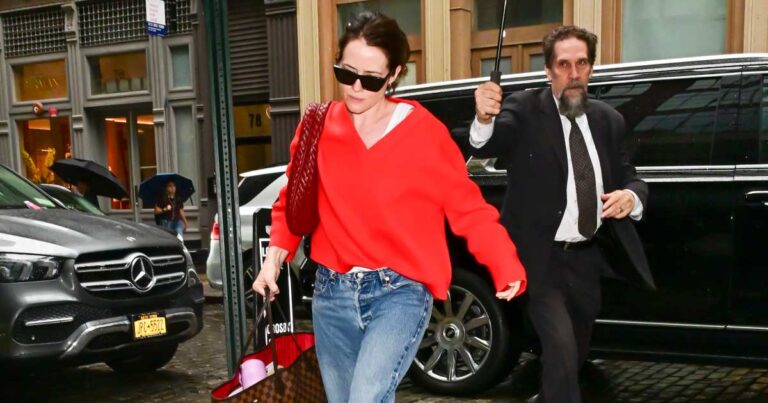 Claire Foy’s Red Sweater Is a French-Girl Transitional Staple