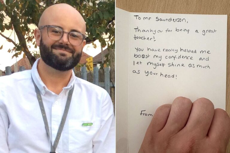 Teacher Reacts to Student’s End-of-Year Card That Thanked Him for Helping Her to ‘Shine as Much as His Bald Head’